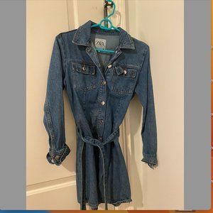 Zara Button Up Denim Mini Dress- XS